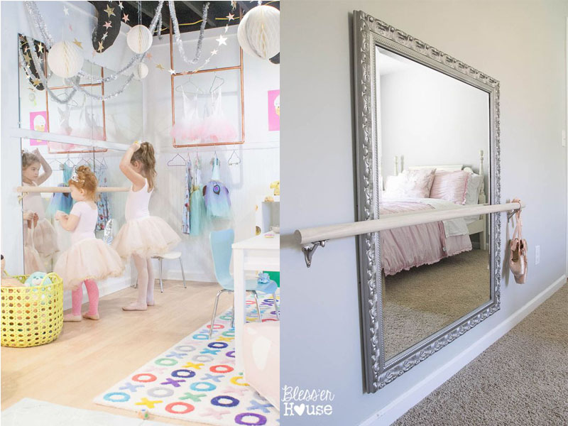 lustro do baletu DIY, dekoracje do pokoju dziecięcego, pokój dziecięcy DIY zrób to sam